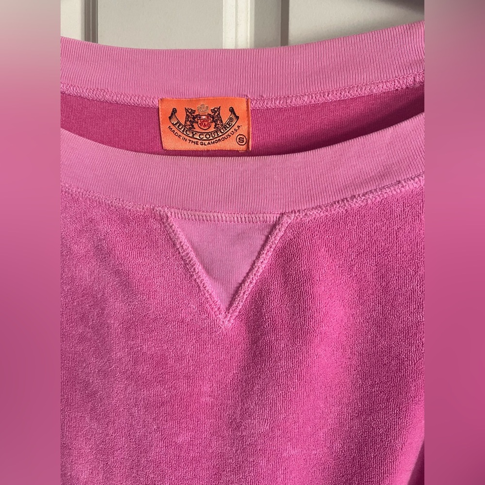 Juicy Couture S Vintage Y2K Pink Off-Shoulder Lounge Top Terry - Picture 4 of 10